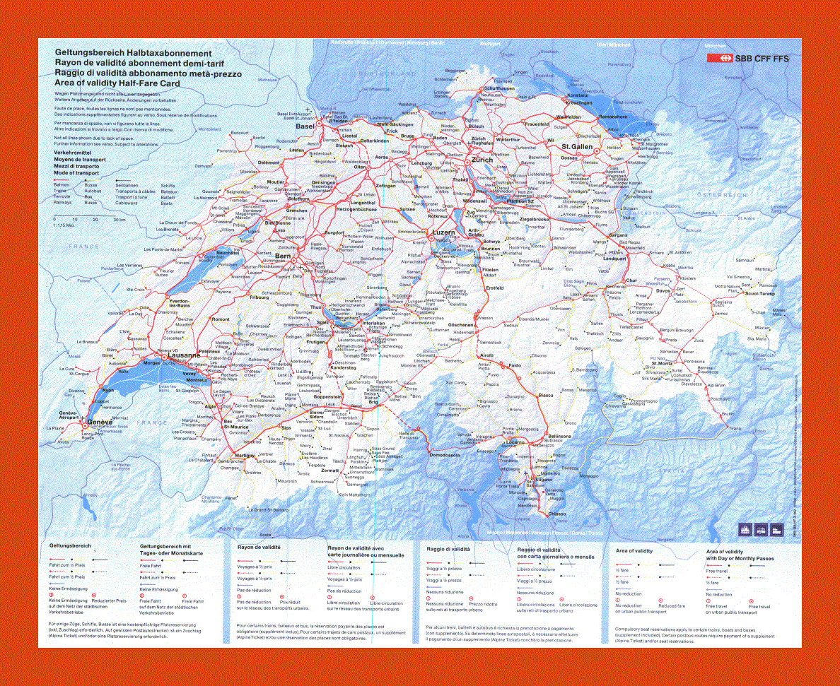 Transport map of Switzerland