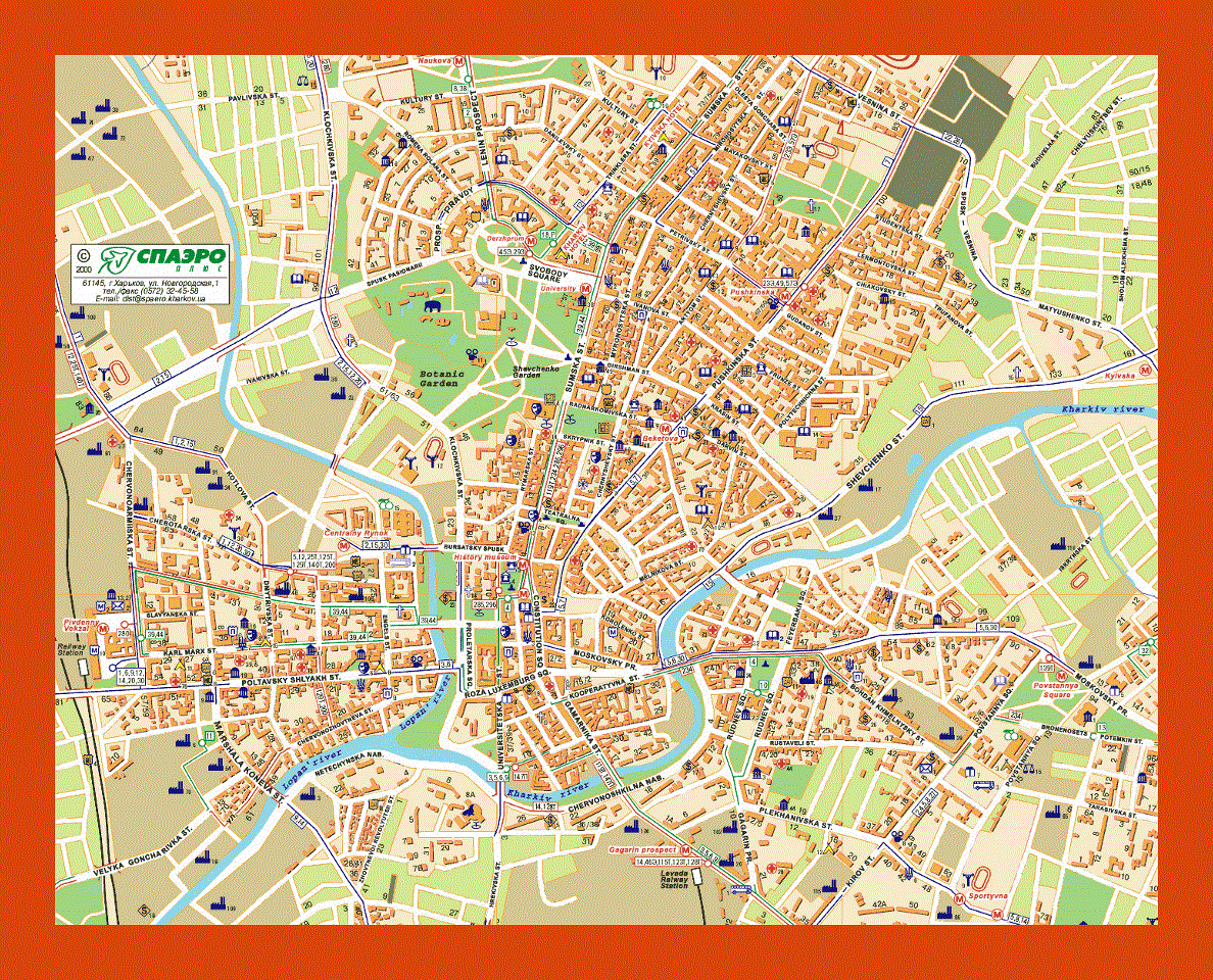 Street map of Kharkov city center