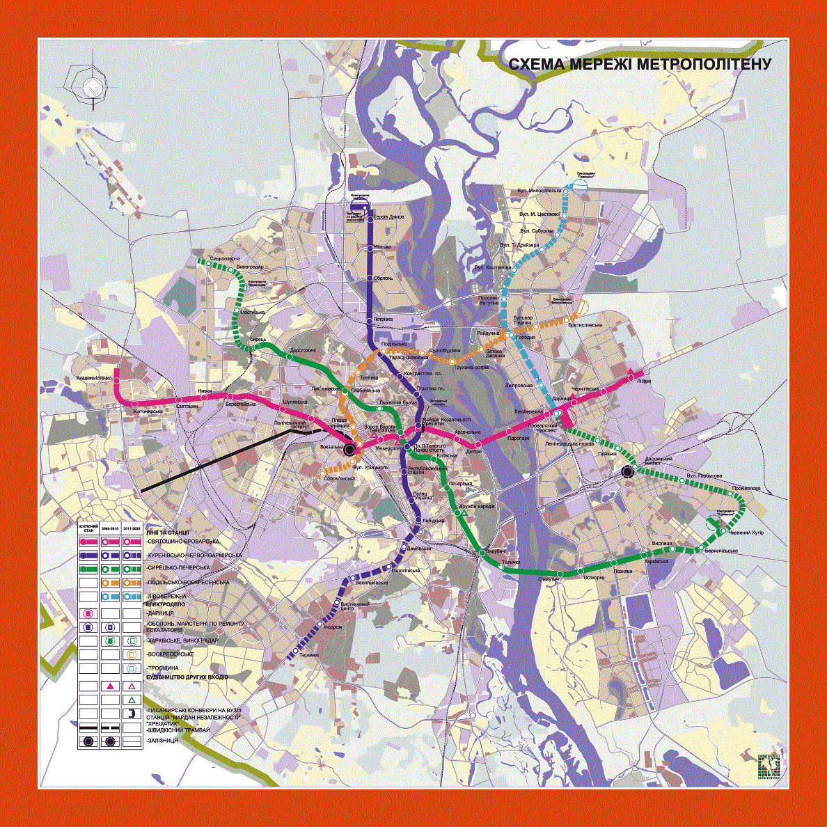 Metro map of Kyiv city in ukrainian