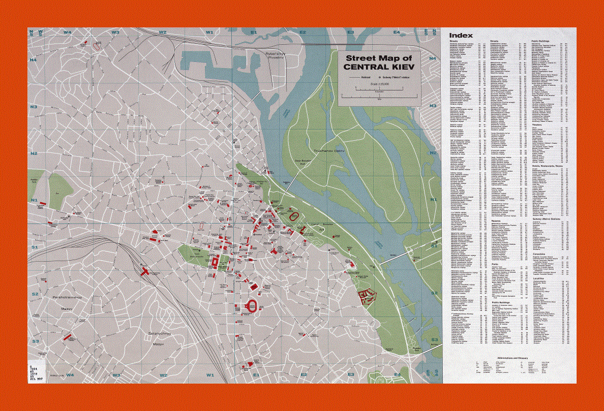 Road and tourist map of Kiev city center