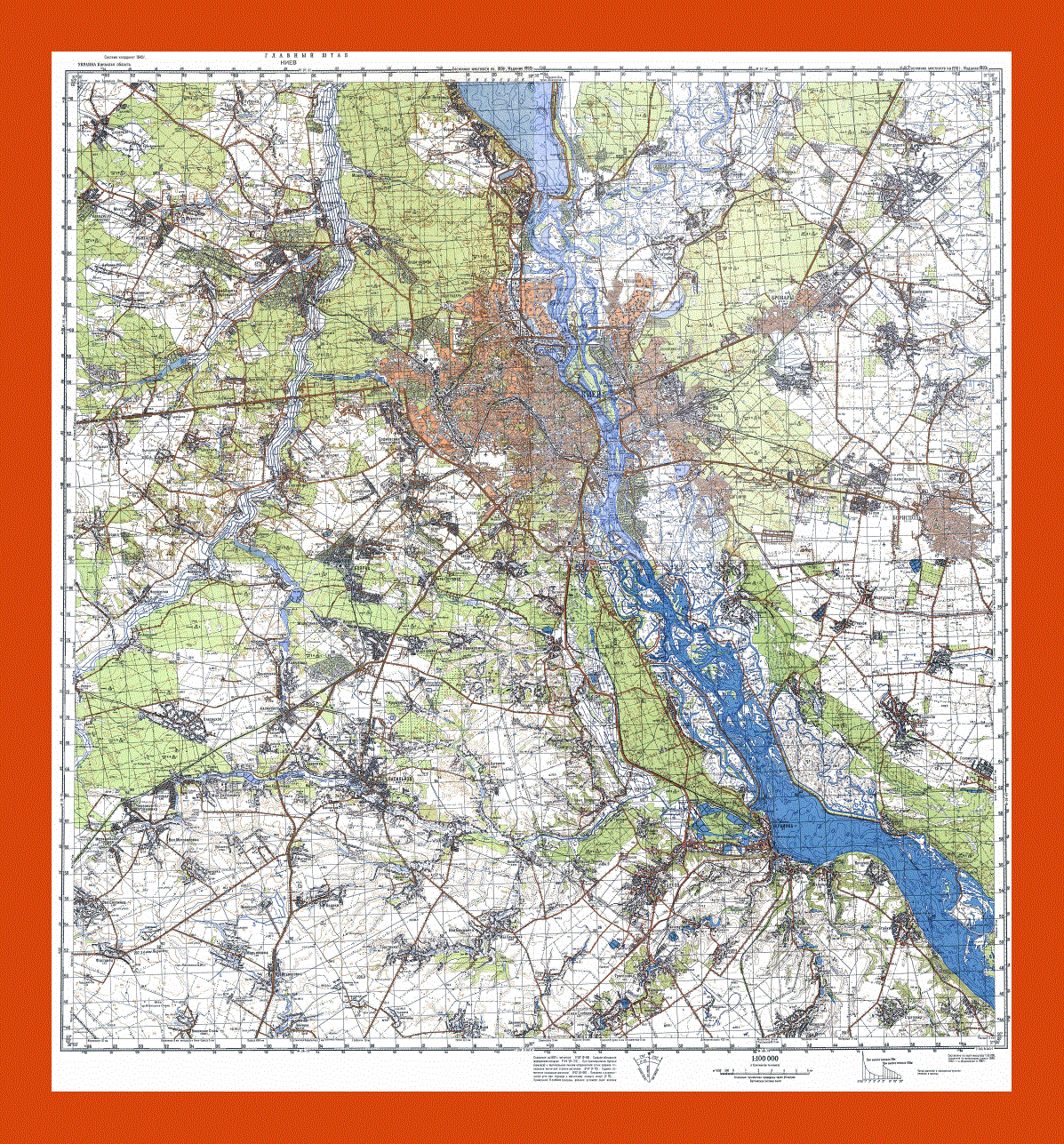 Topographical map of Kiev city in russian