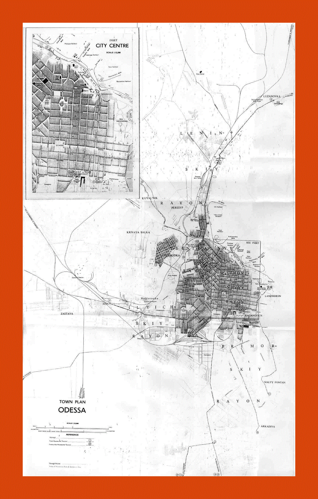 Old map of Odessa city - 1961