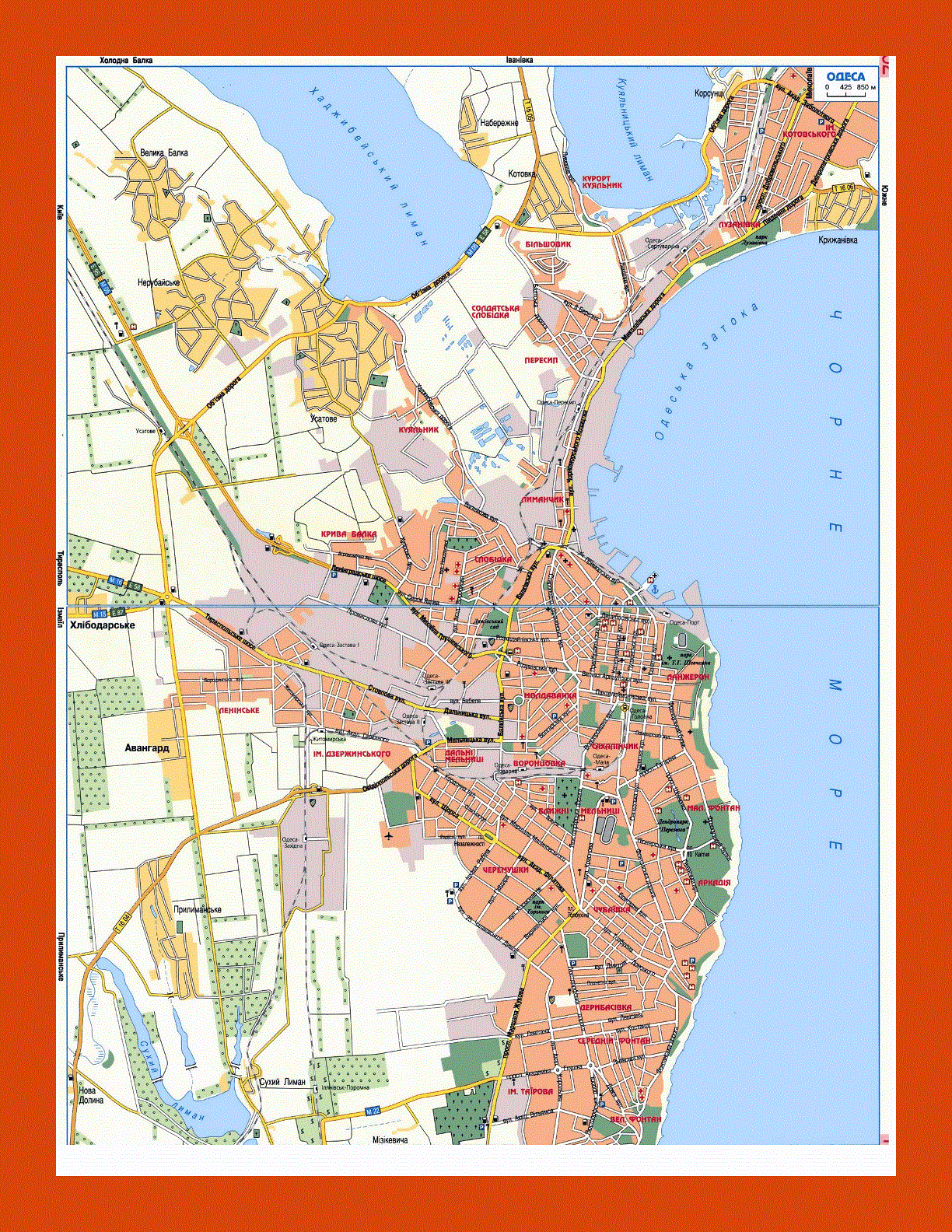 Road map of Odessa city in ukrainian