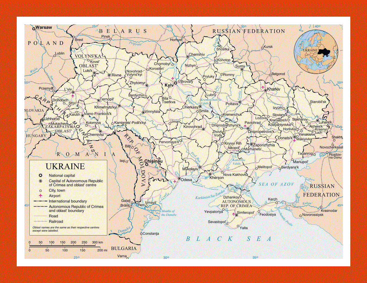 Political and administrative map of Ukraine