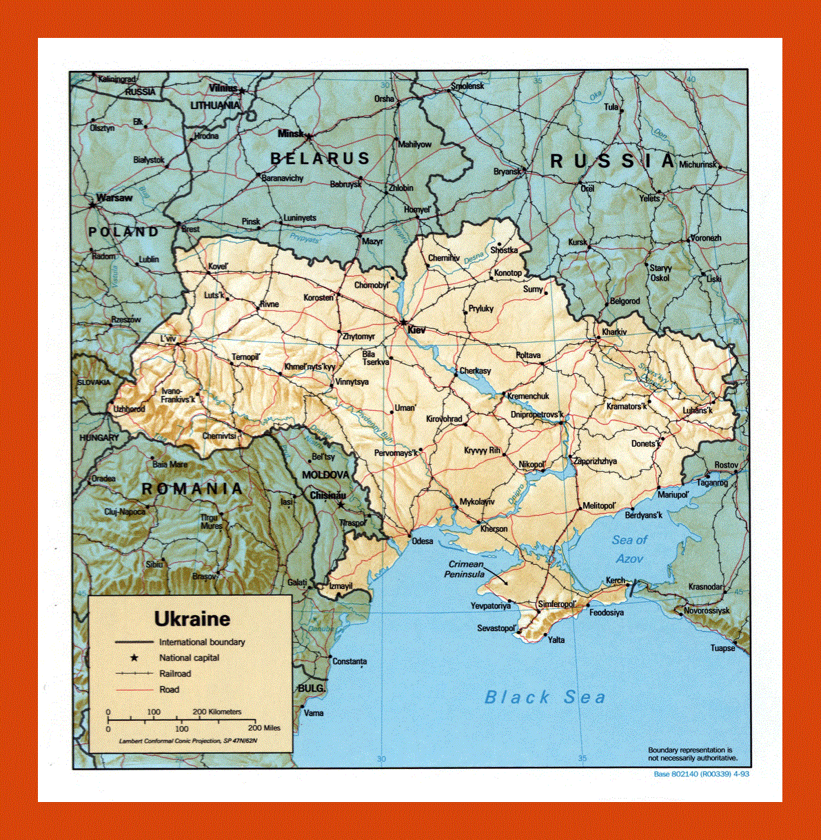 Political map of Ukraine - 1993