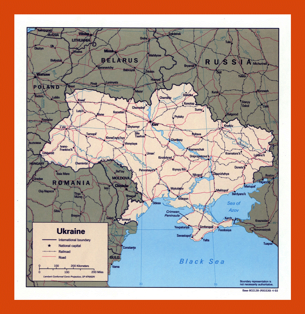 Political map of Ukraine - 1993