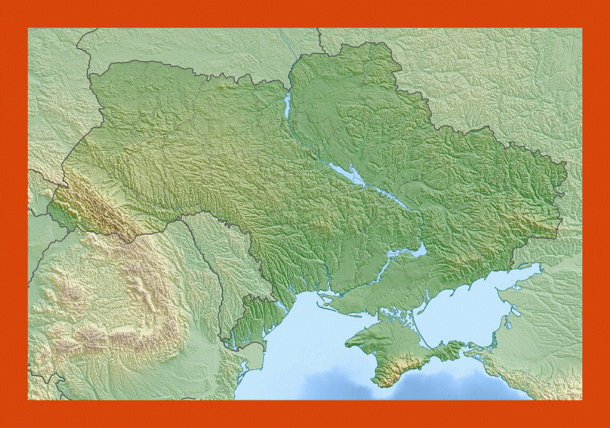 Relief map of Ukraine