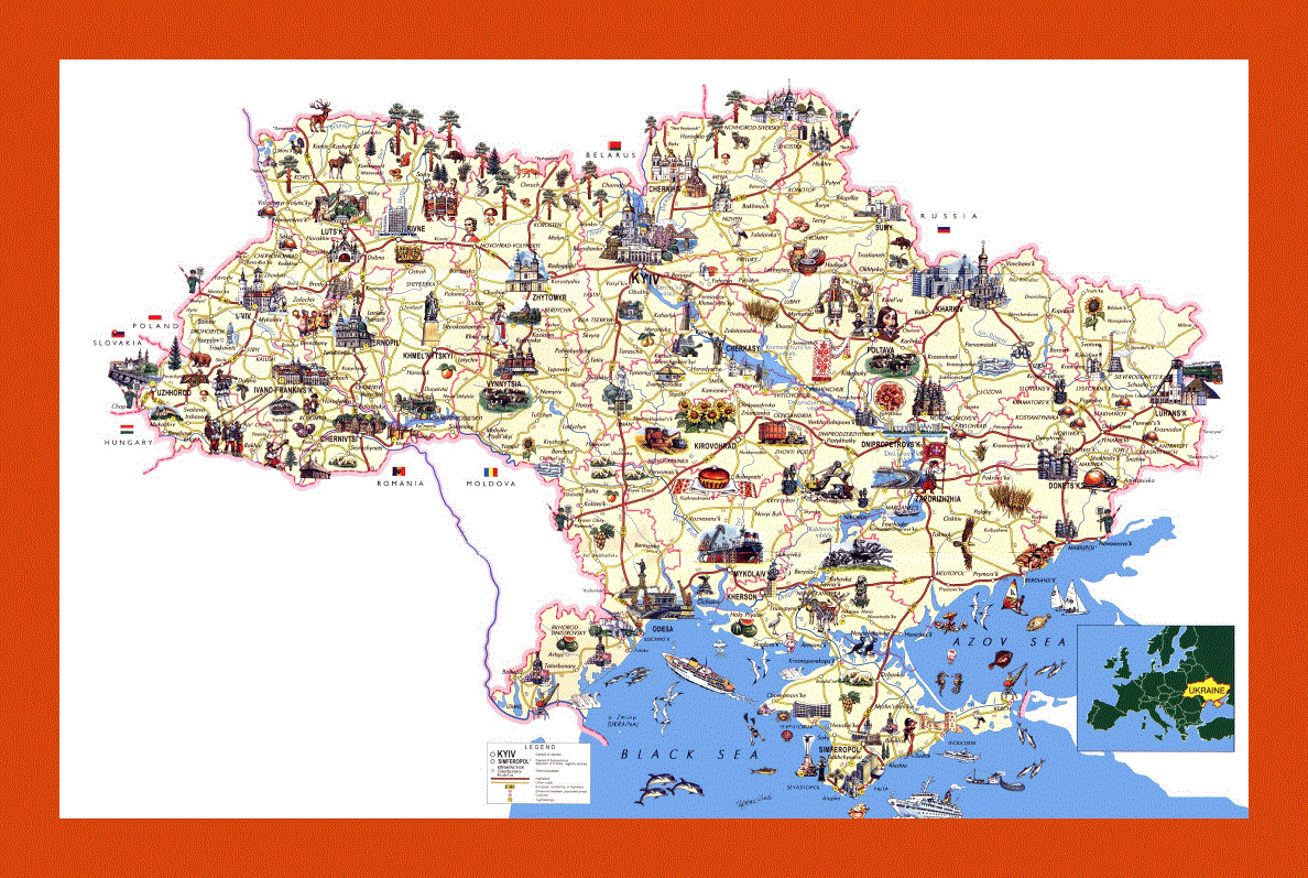 Tourist map of Ukraine