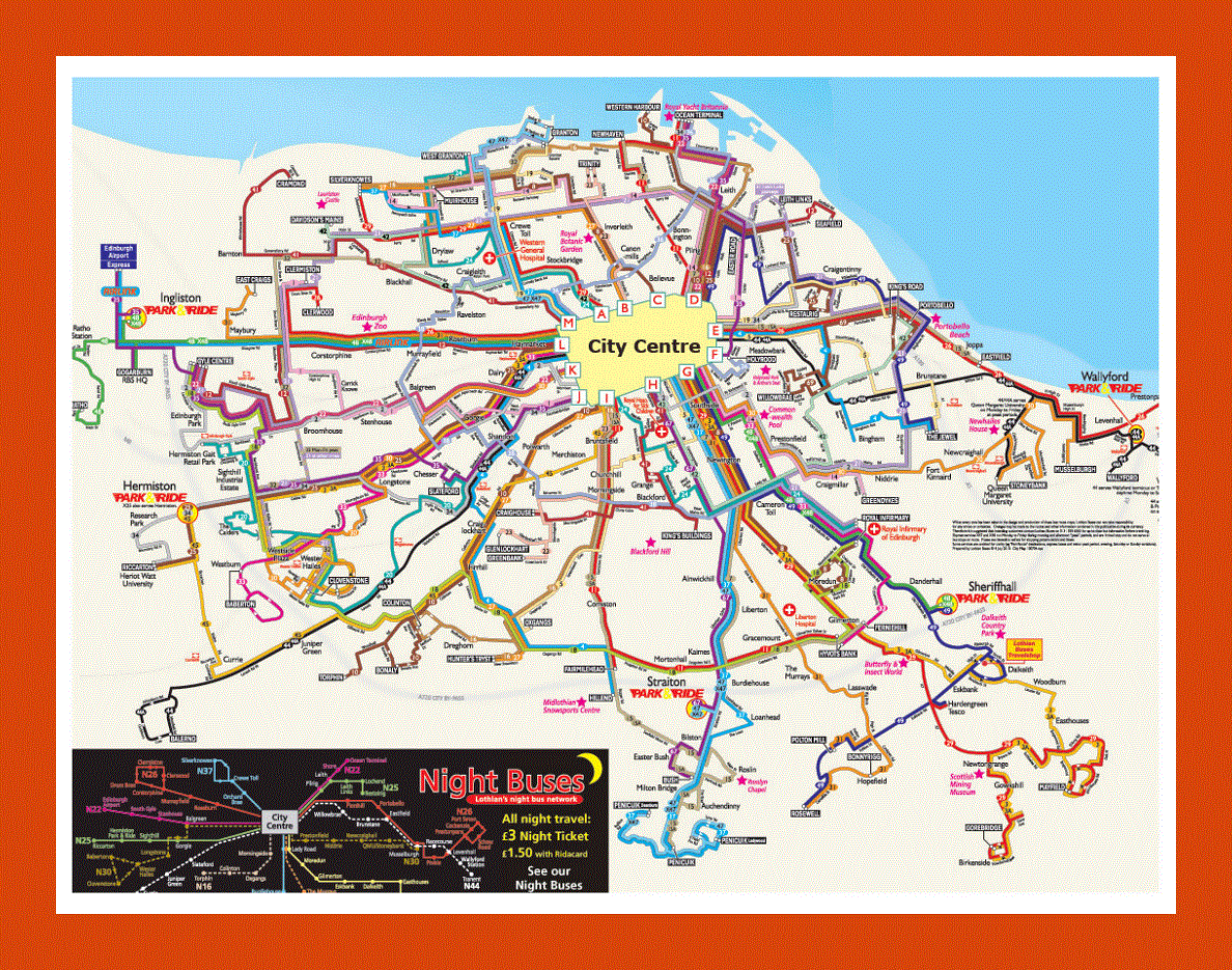 Bus map of Edinburgh city