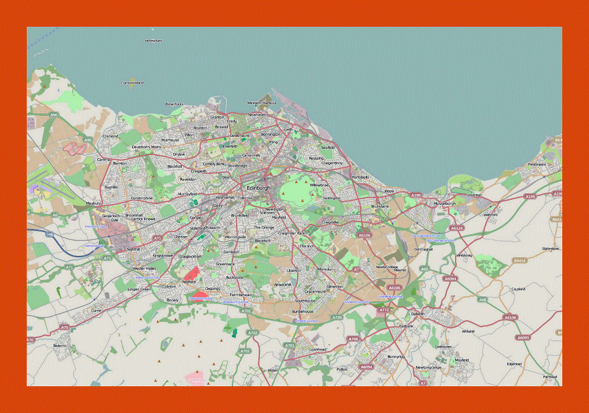 Road map of Edinburgh city