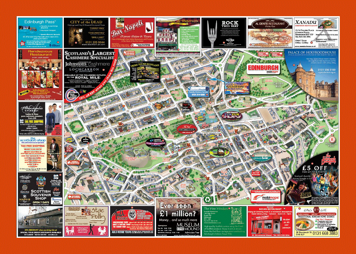 Tourist and info map of Edinburgh city center