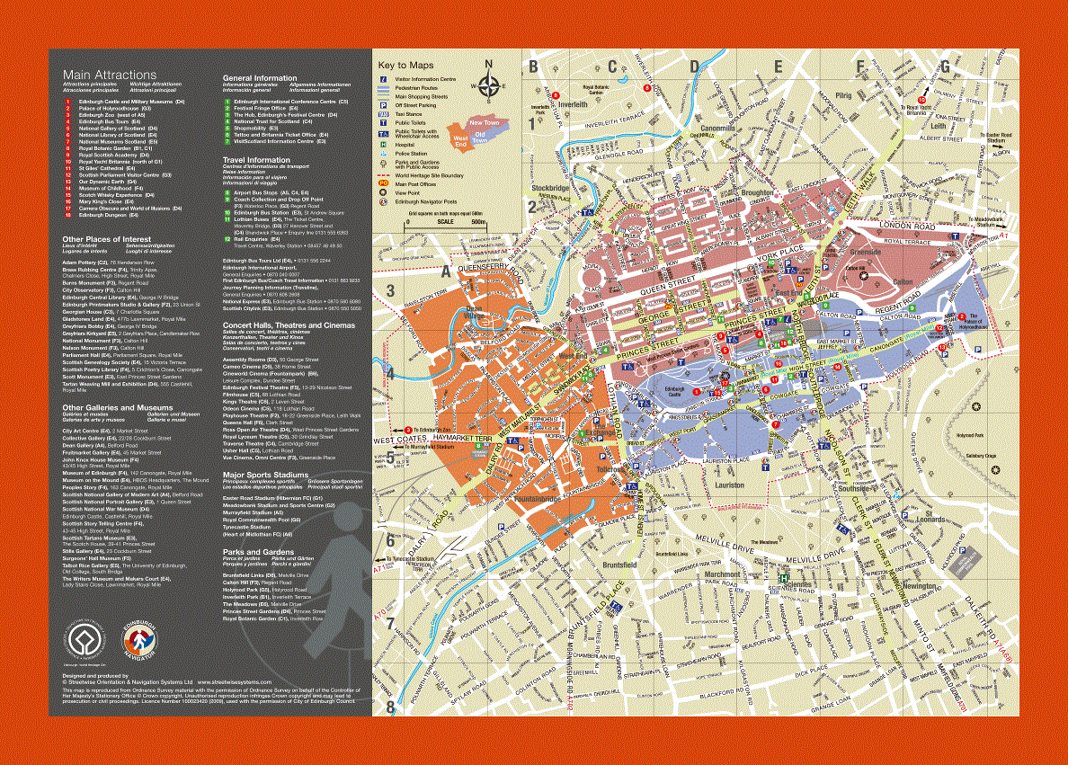 Tourist map of central part of Edinburgh city