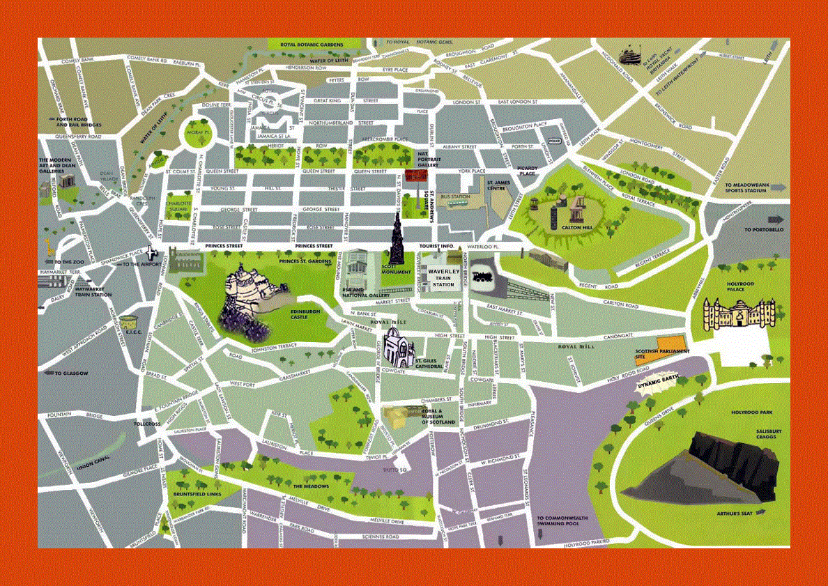 Tourist map of Edinburgh city center