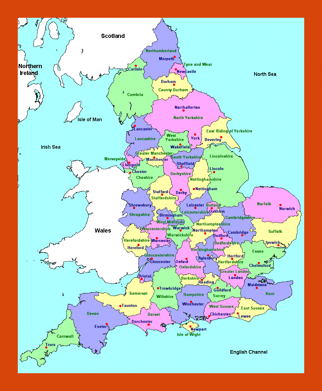 Administrative Map Of England 