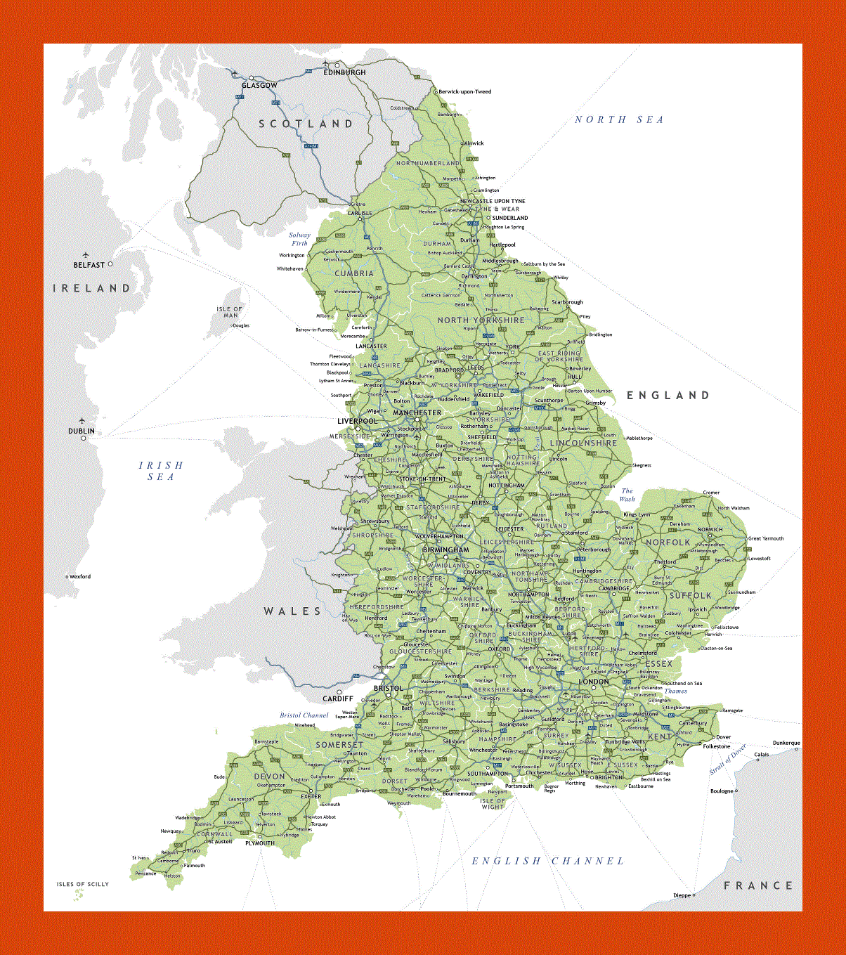 Highways map of England