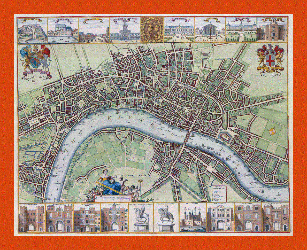 17th century map of London city