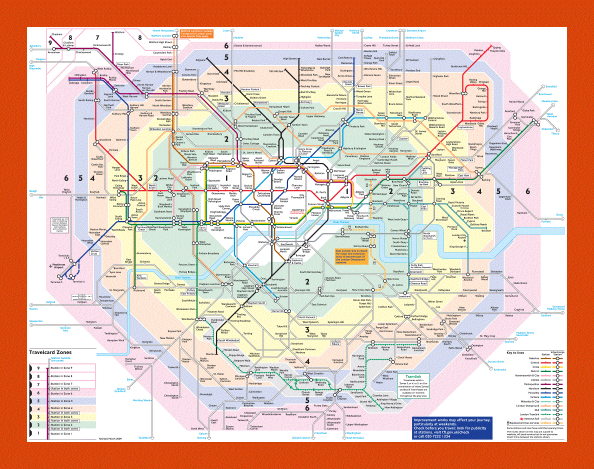 Public transport map of London city