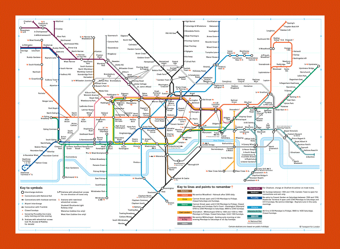 Subway map of London city