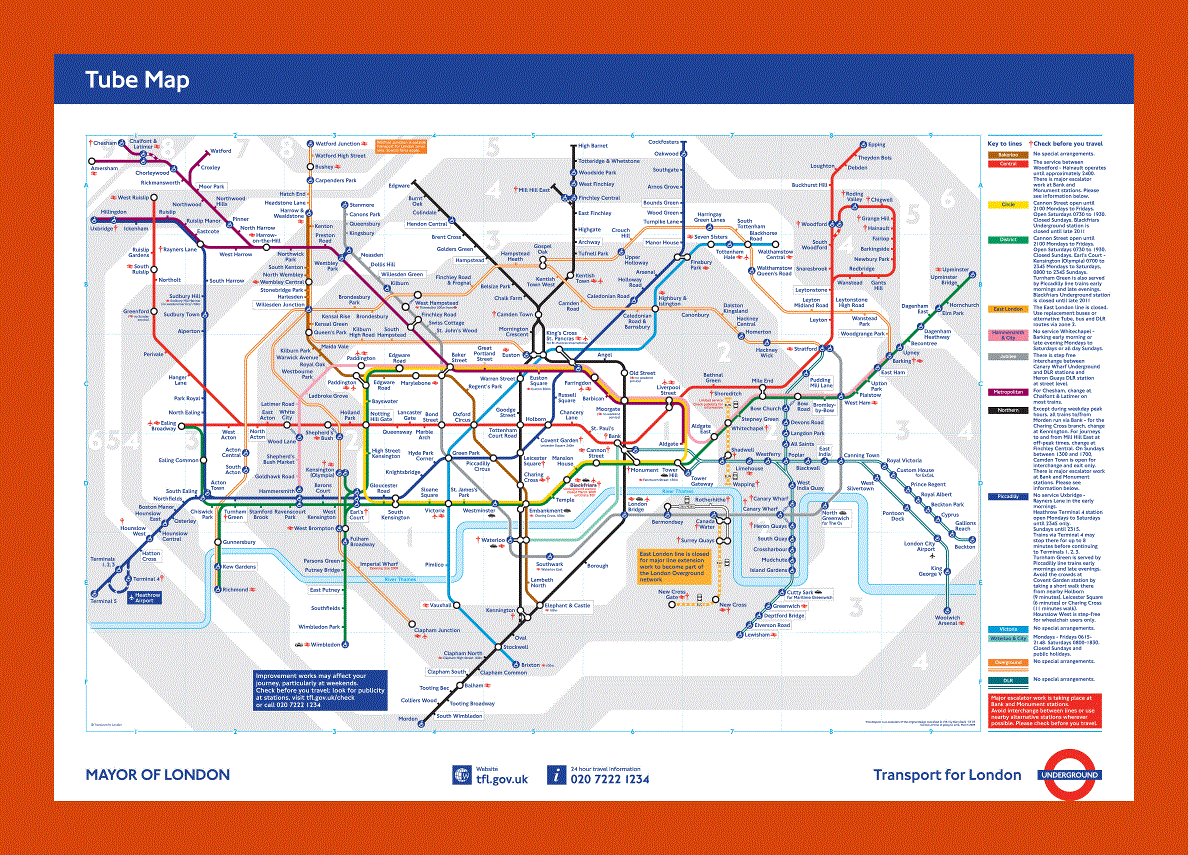 Tube map of London city