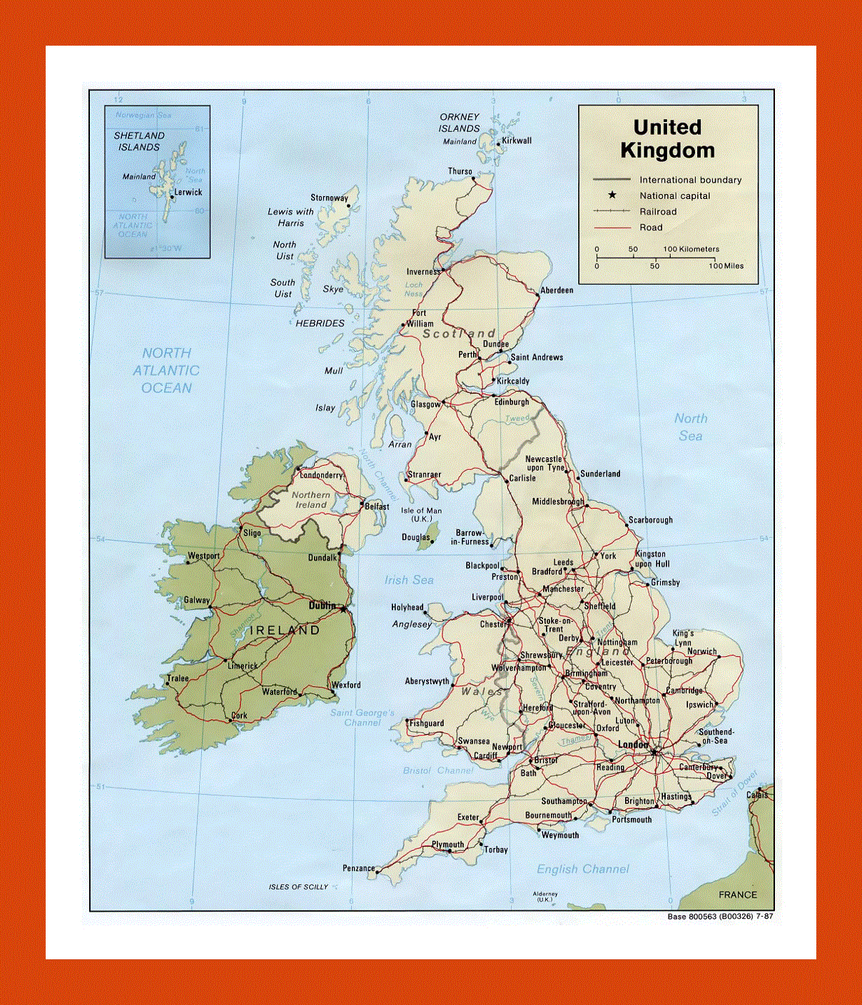 Political map of United Kingdom - 1987