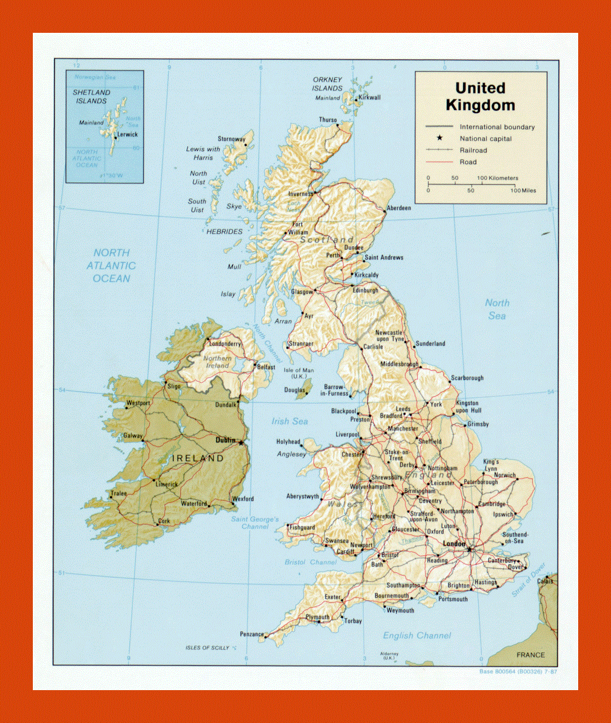 Political map of United Kingdom - 1987