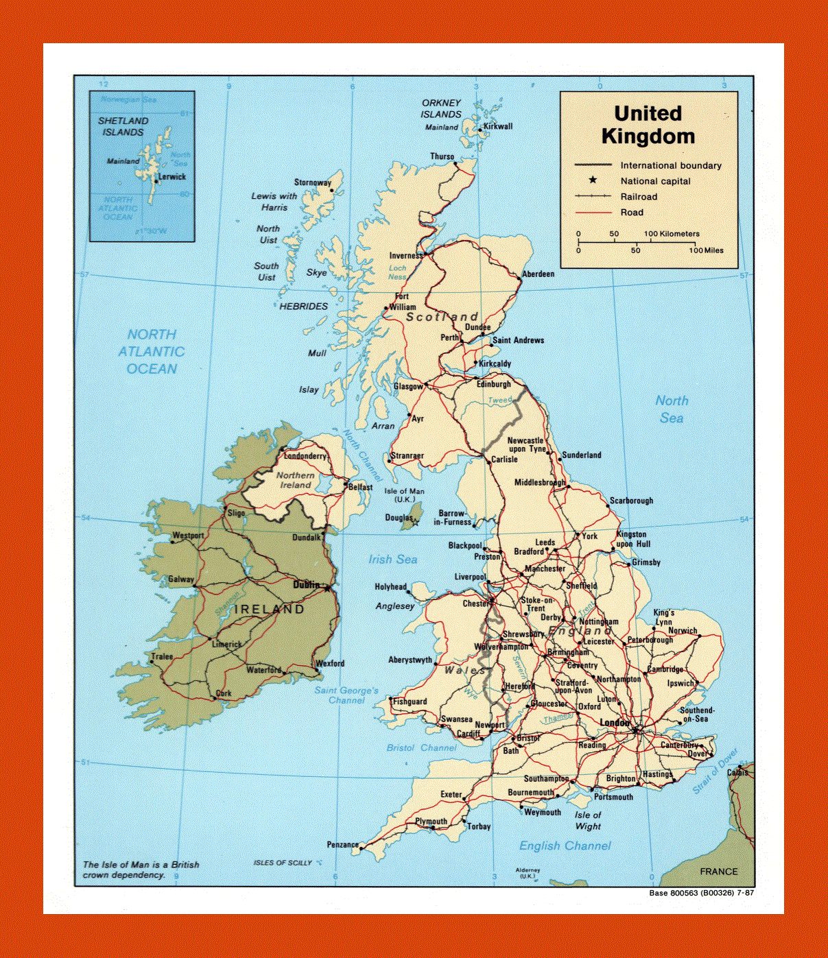 Political map of United Kingdom - 1987