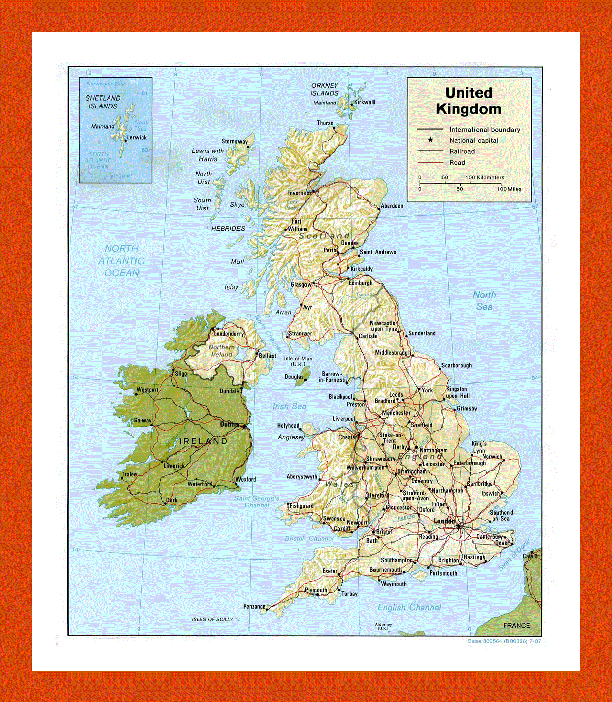 Political map of United Kingdom - 1987