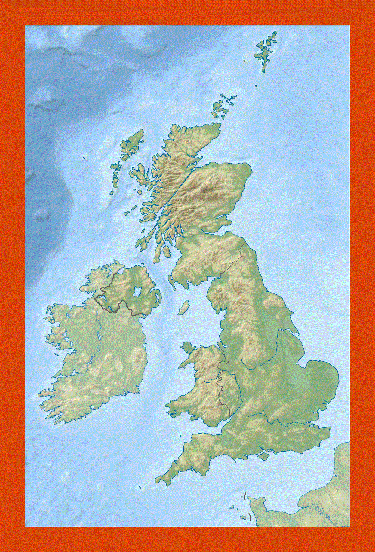 Relief map of United Kingdom