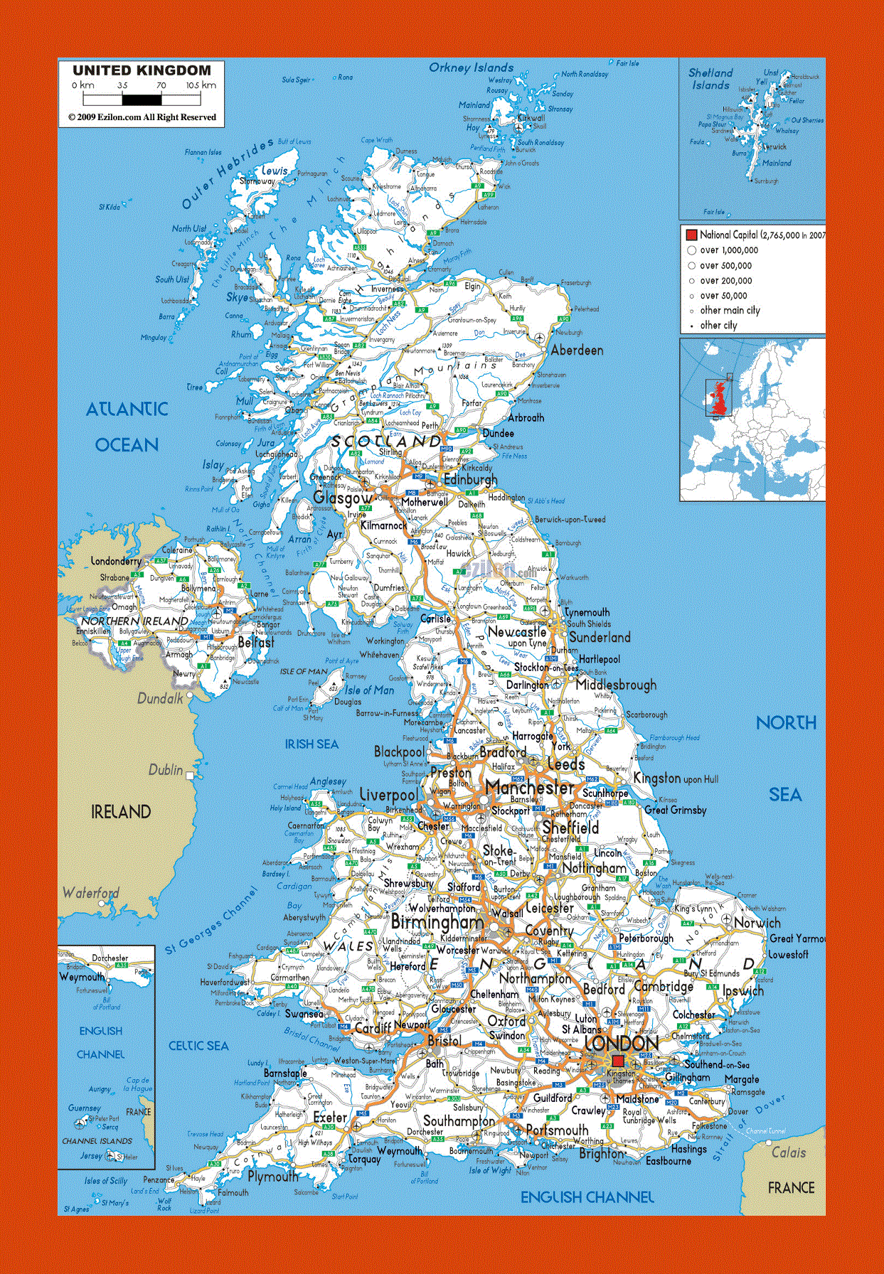 Road map of United Kingdom