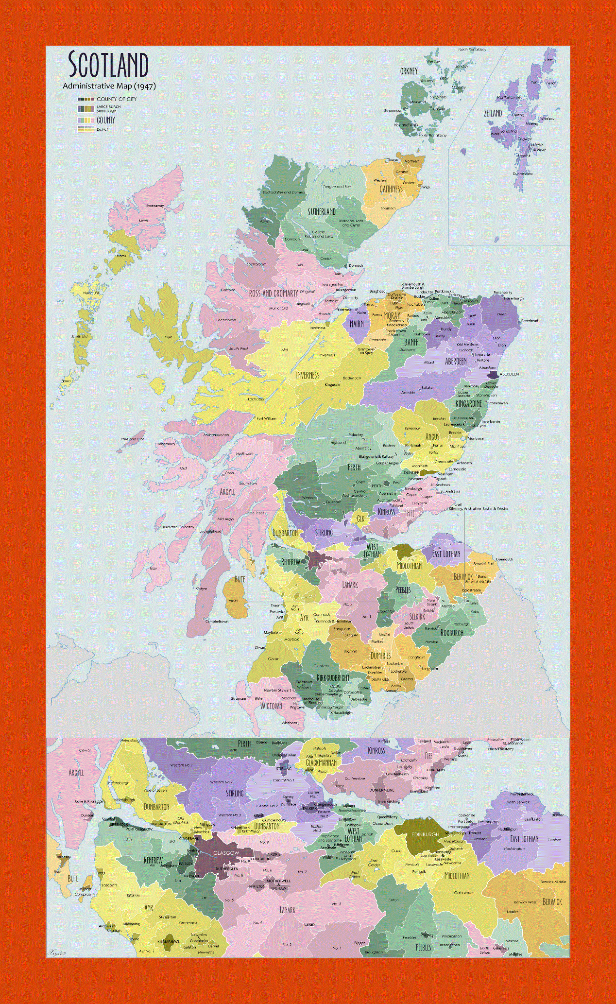 Administrative map of Scotland - 1947