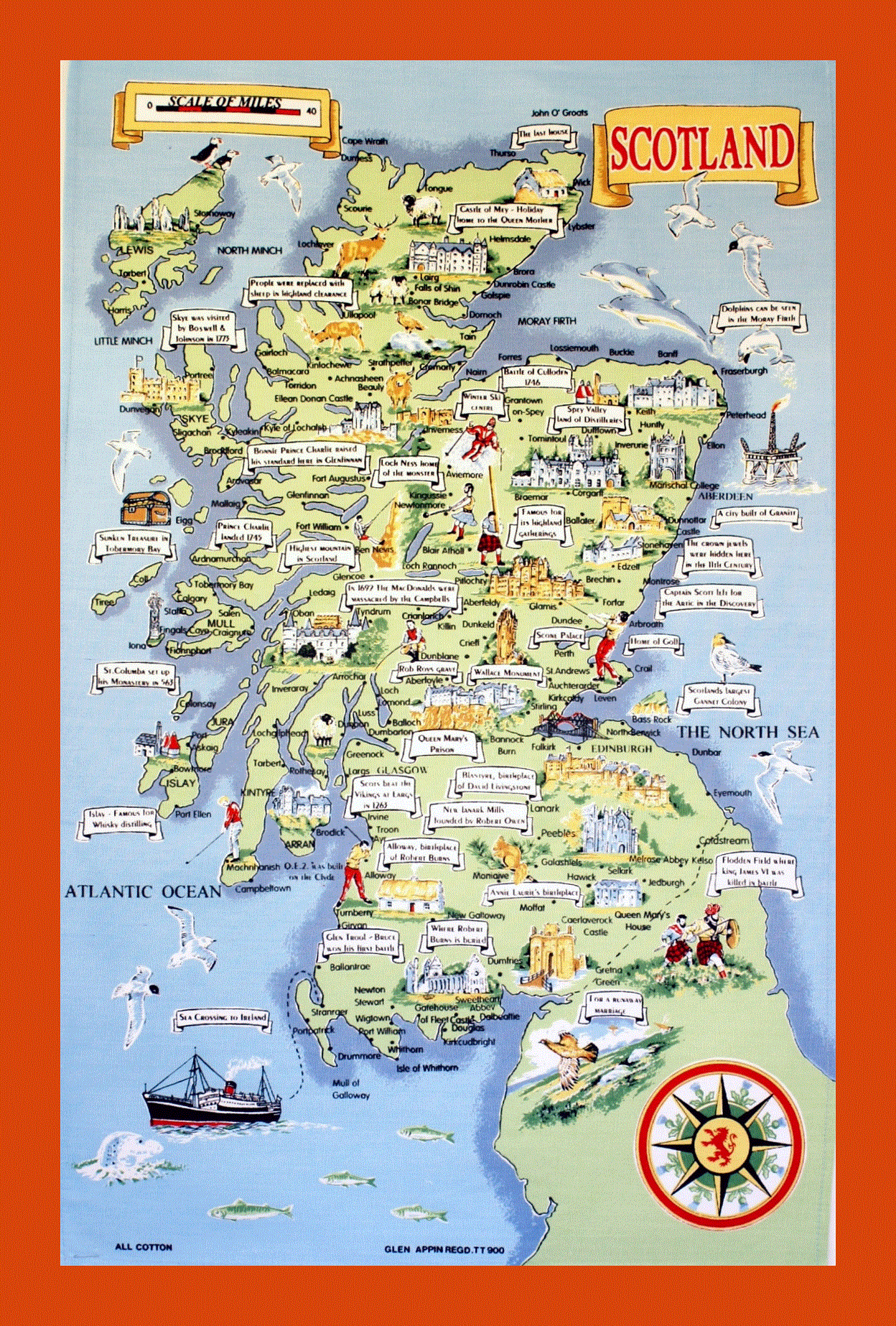Tourist illustrated map of Scotland