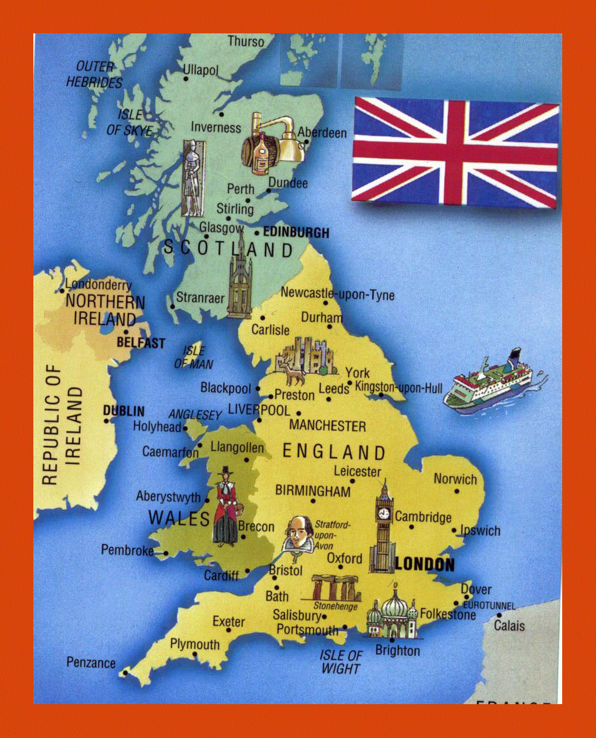 Tourist map of United Kingdom