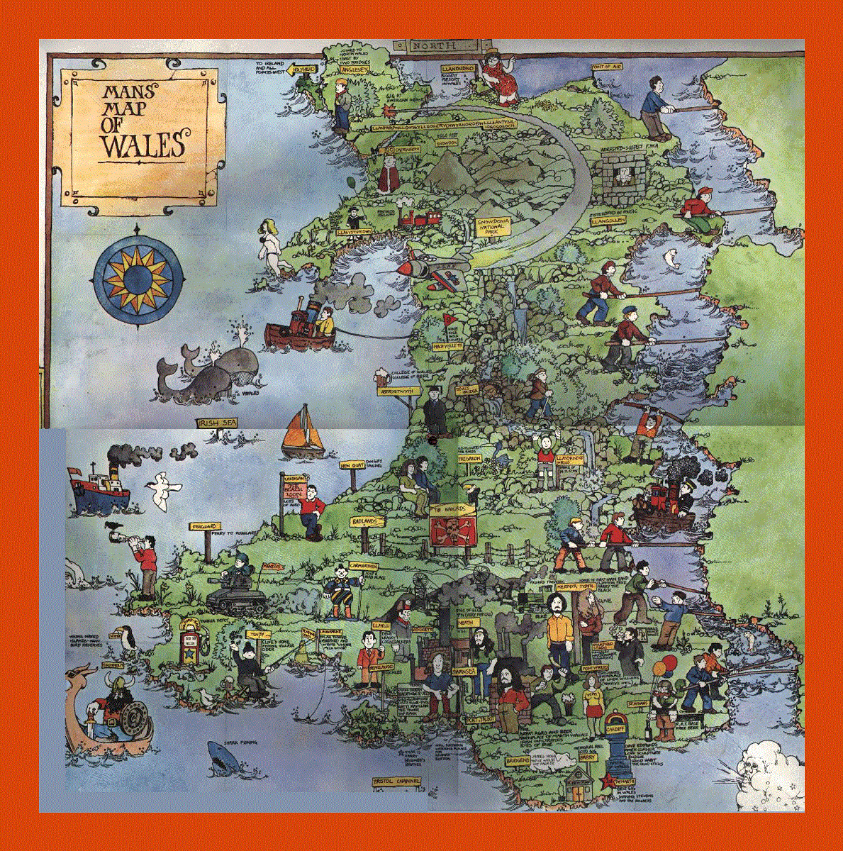 Tourist illustrated map of Wales