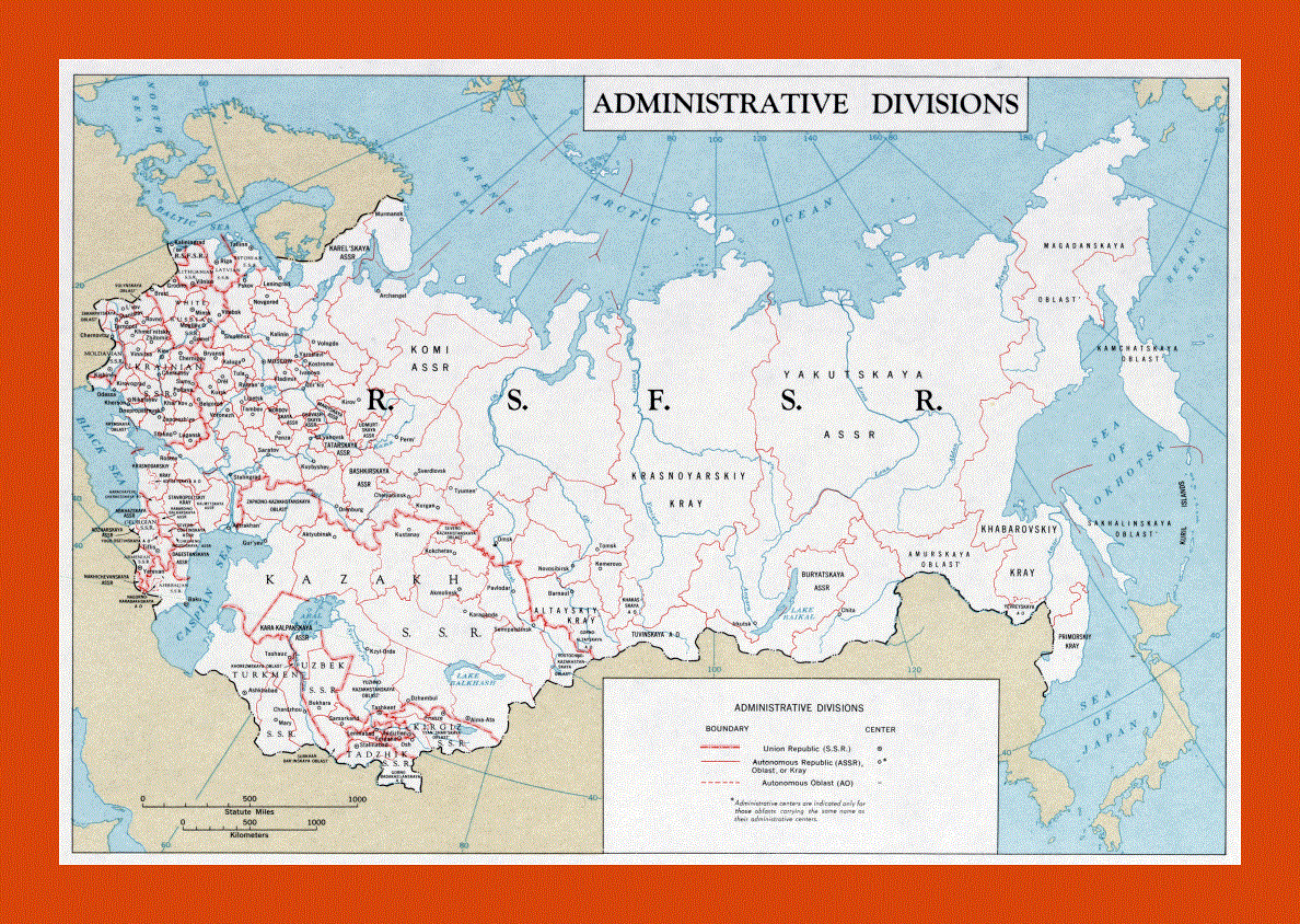 Administrative divisions map of the U.S.S.R. - 1961