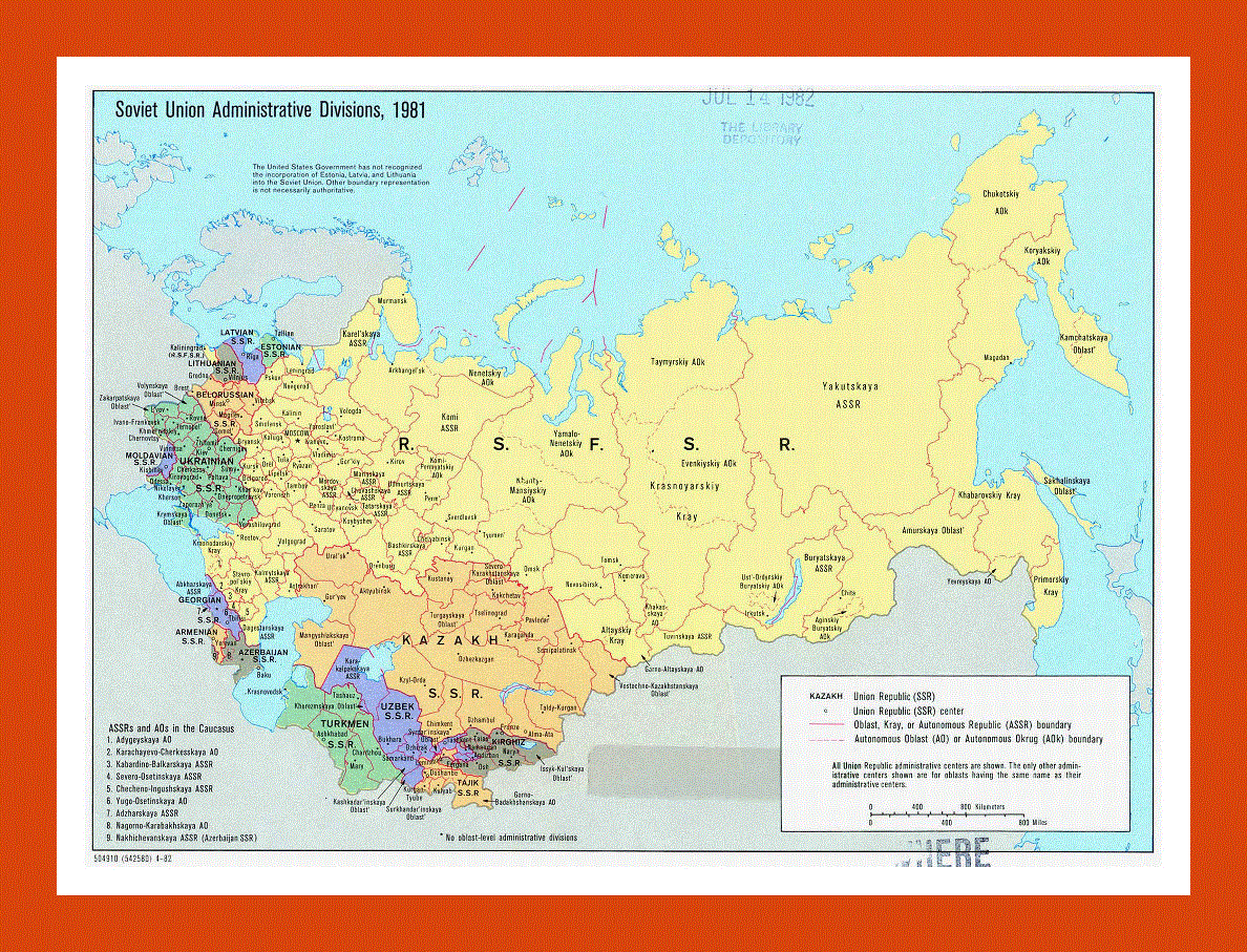 Administrative divisions map of the USSR - 1981