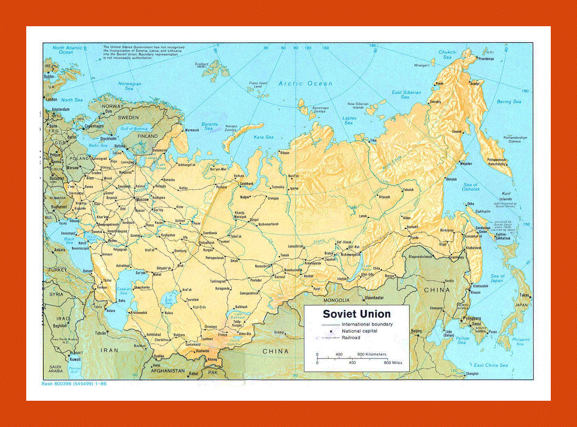 Political map of the USSR - 1986