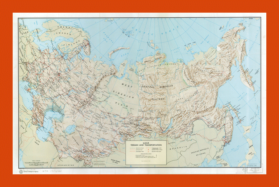 Terrain and transportation map of the U.S.S.R. - 1974