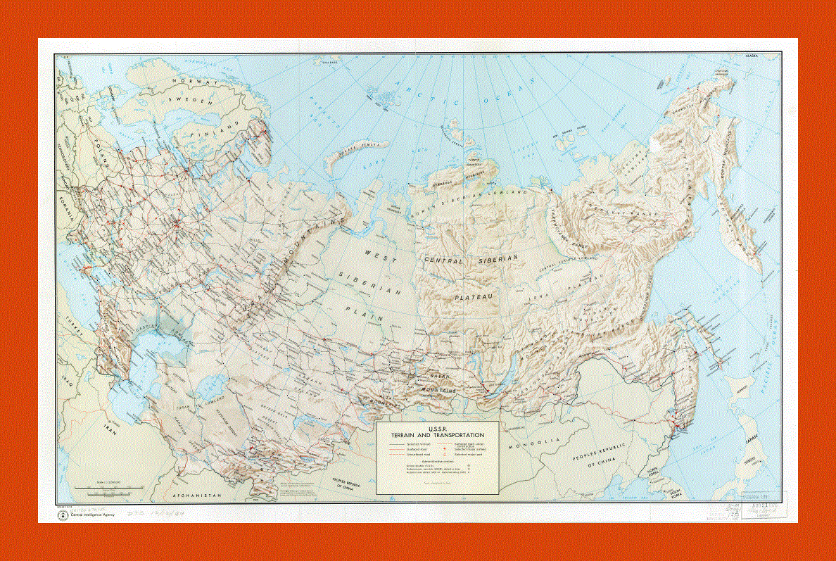 Terrain and transportation map of the U.S.S.R. - 1974