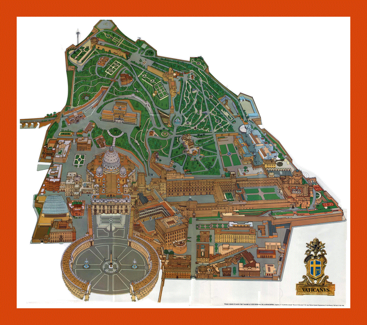 Panoramic map of Vatican city