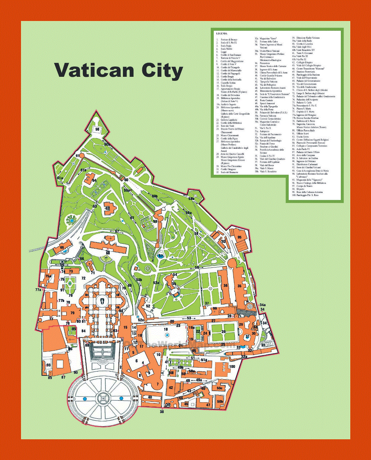 Tourist map of Vatican city