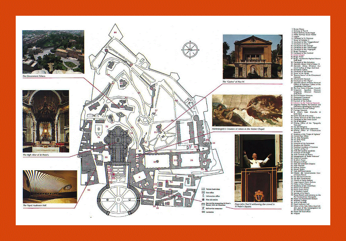 Tourist map of Vatican city area