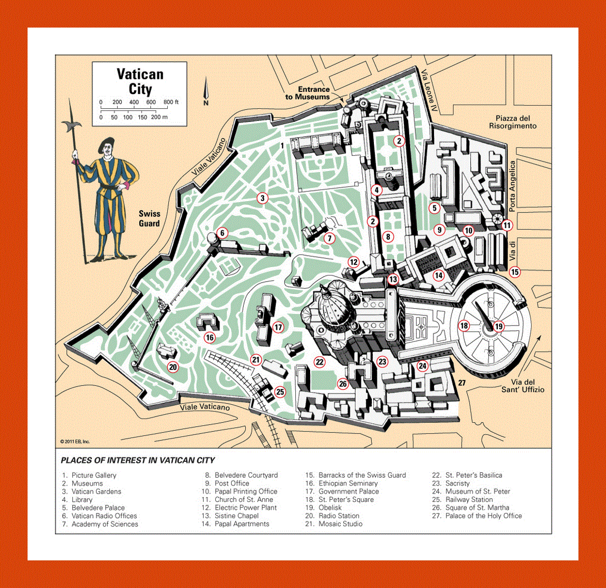 Tourist map of Vatican city