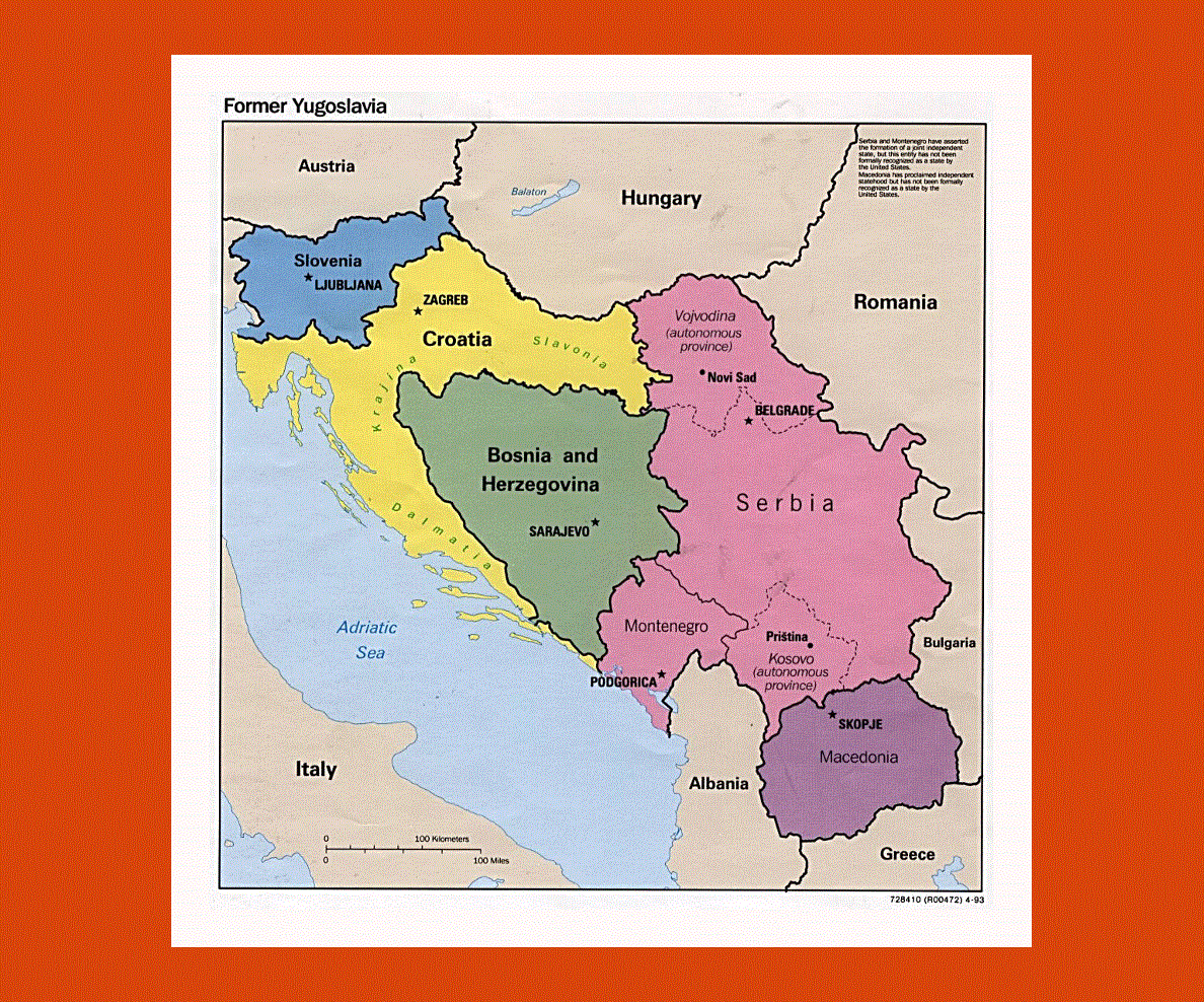 Югославия это сербия. Карта Югославии 1945. Распад Югославии карта. Карта Югославии до распада и после. Политическая карта Югославии.