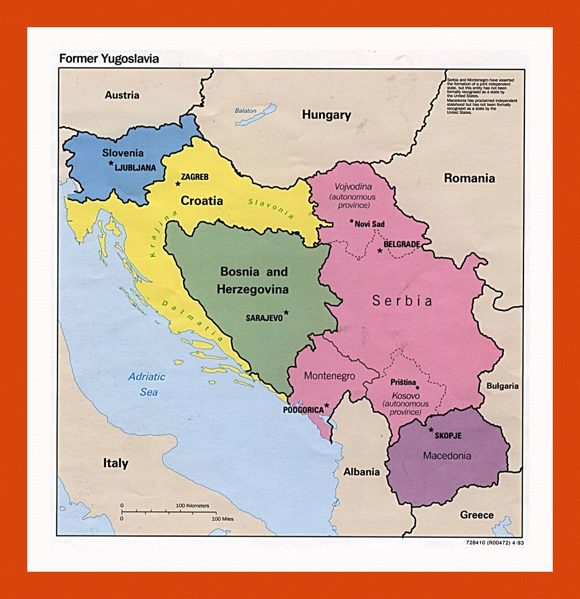 Political map of the Former Yugoslavia - 1983