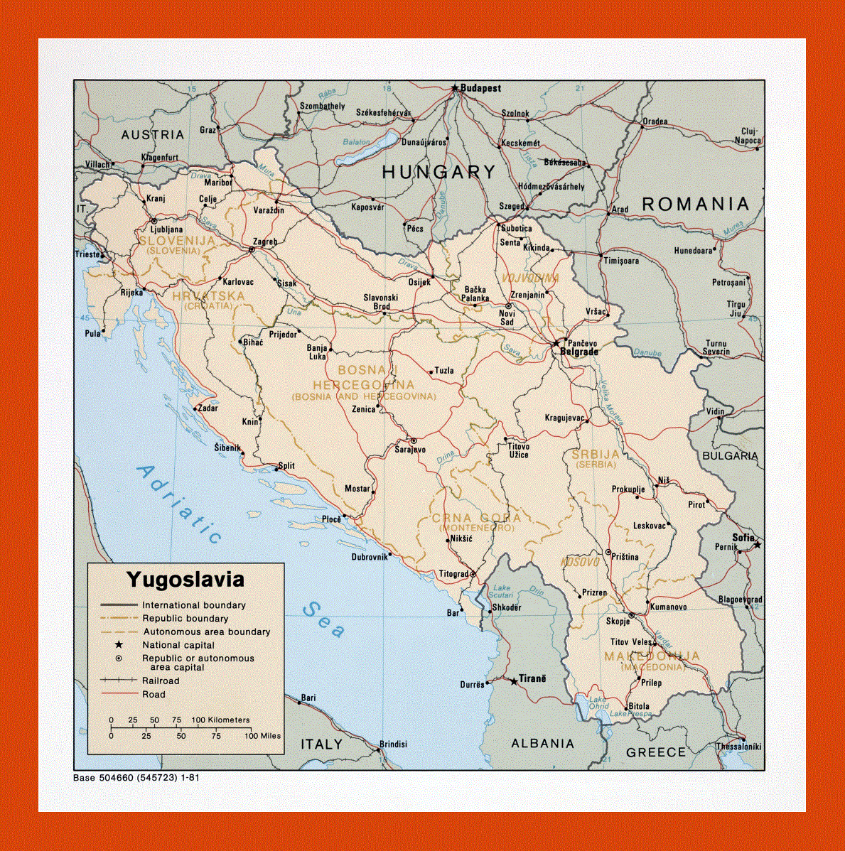 Political map of Yugoslavia - 1981