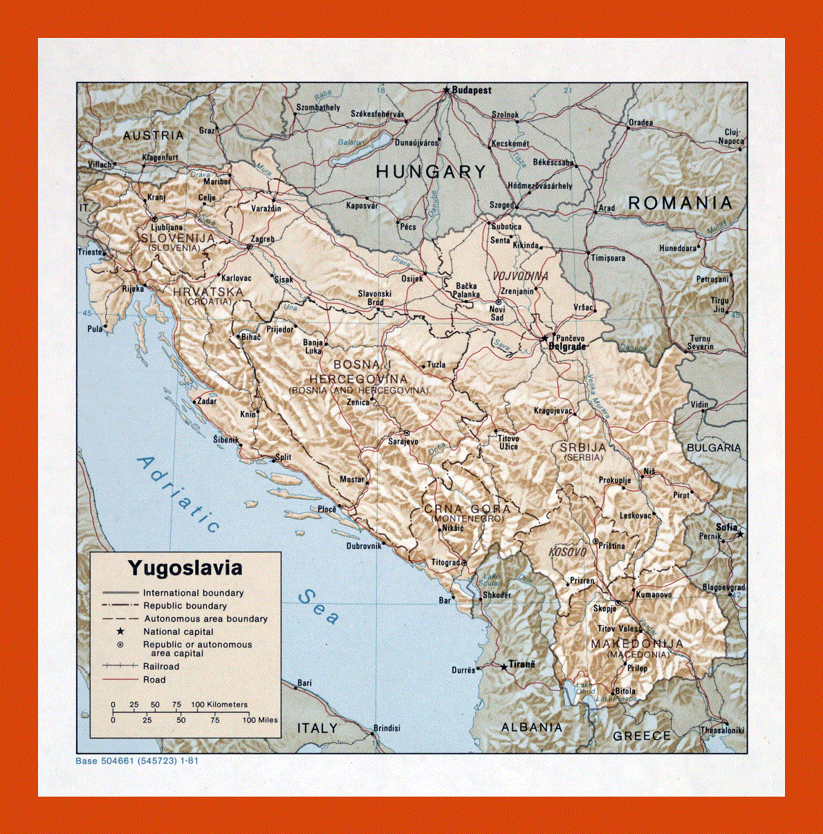 Political map of Yugoslavia - 1981