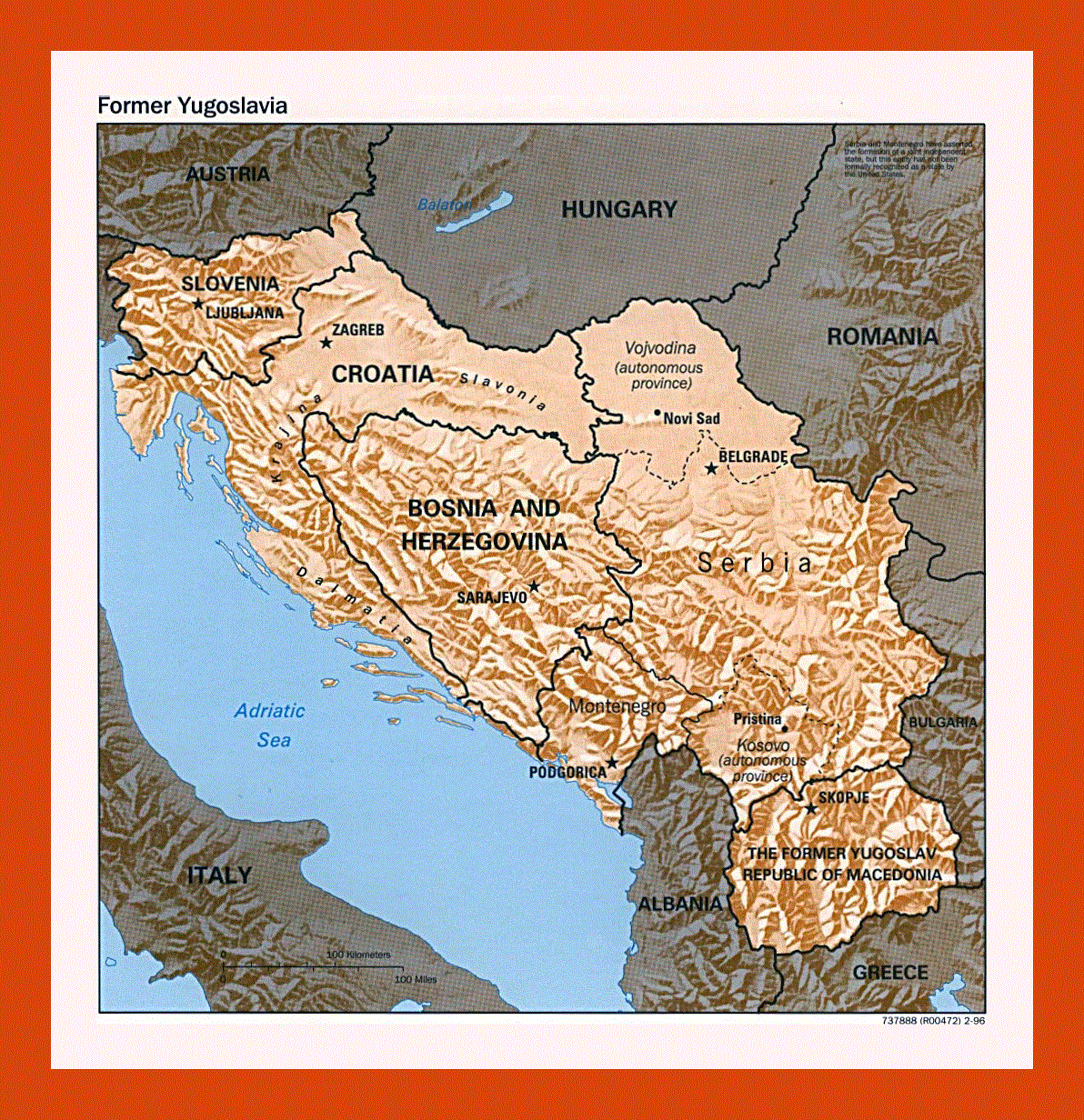 Political map of Yugoslavia - 1996