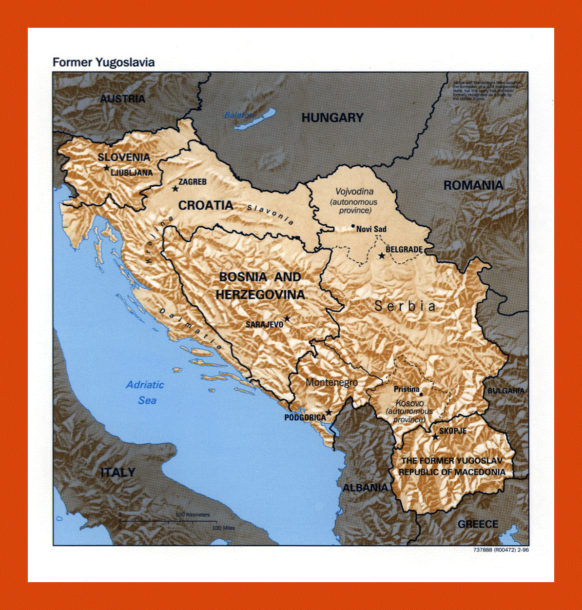 Political map of Yugoslavia- 1996
