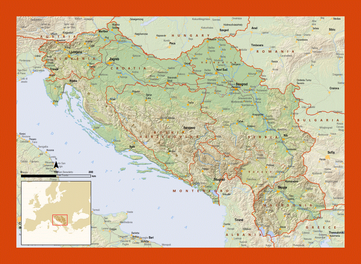 Political map of Yugoslavia