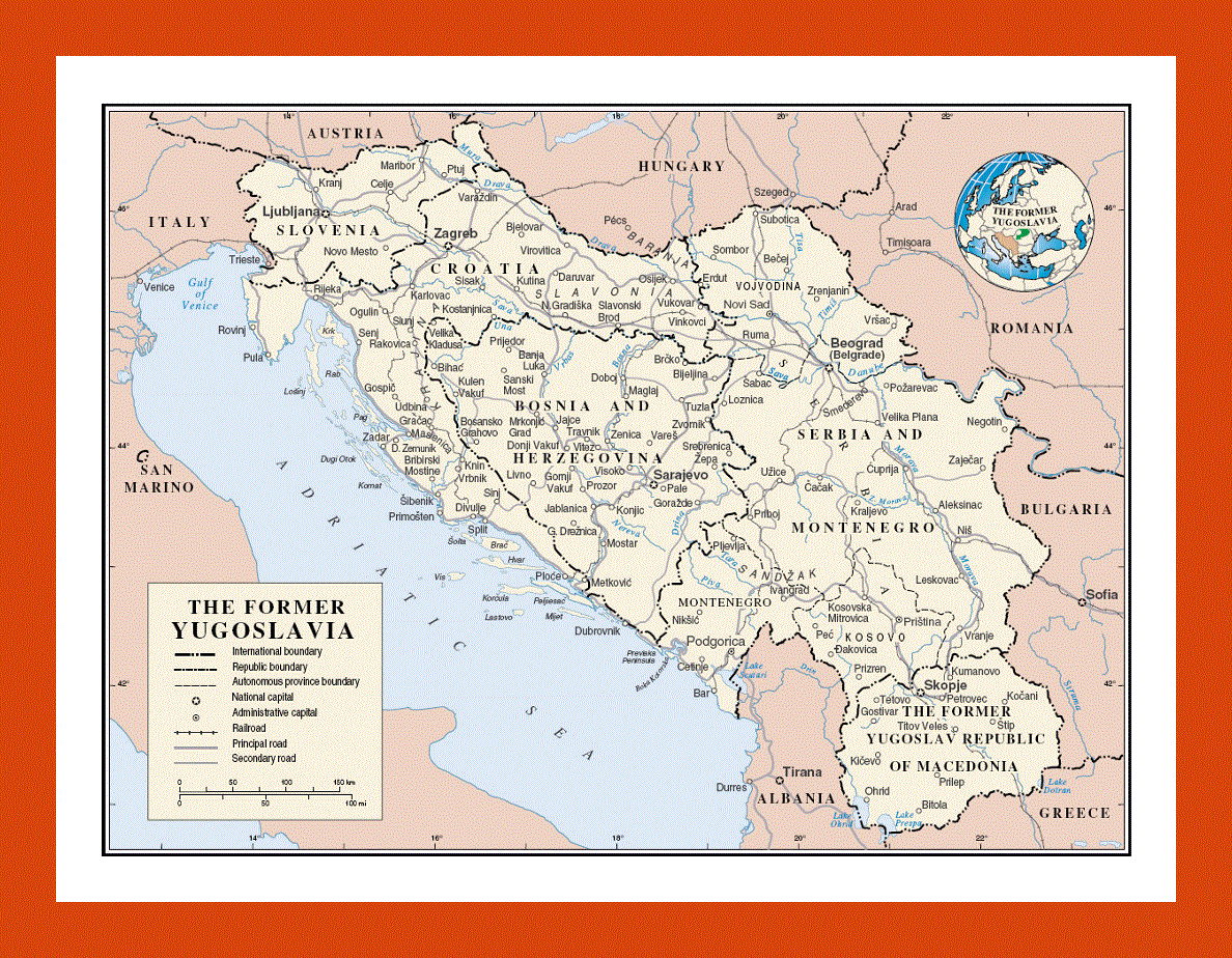 Political map of Yugoslavia